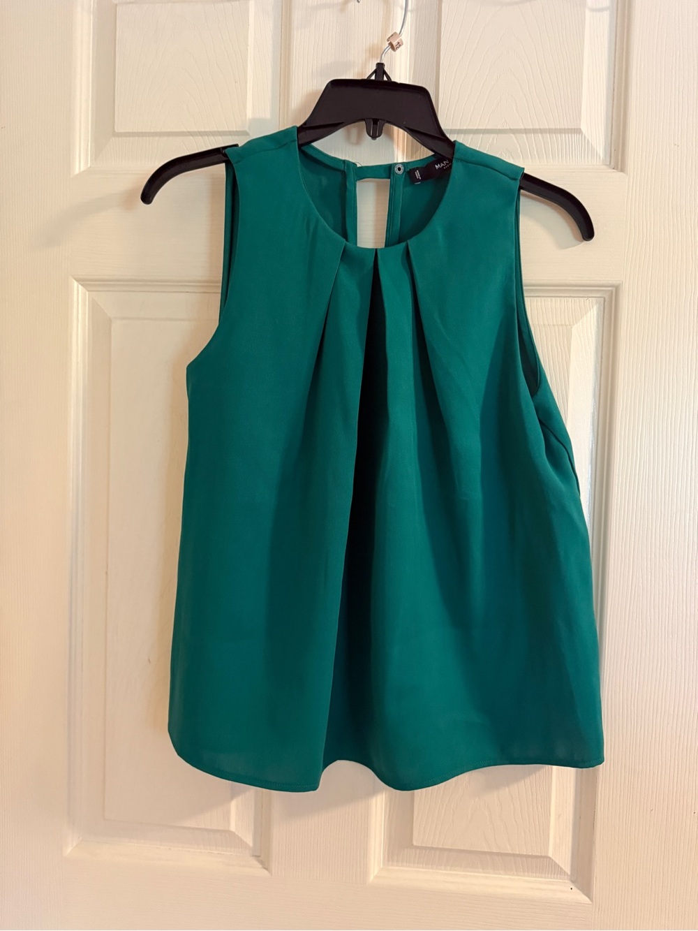 Mango Teal Sleeveless Pleated Camisole